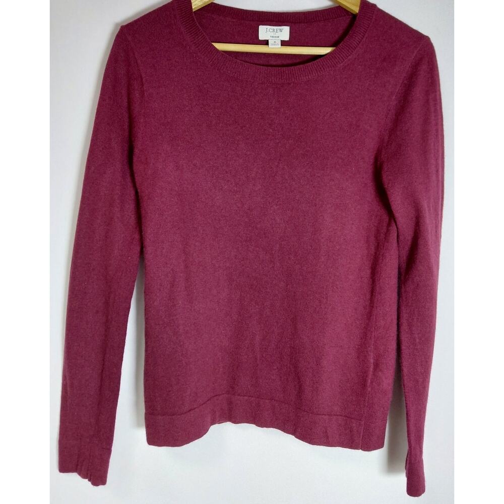 J.Crew Teddie Wool Merino Sweater Burgundy Solid Knit Women Size S